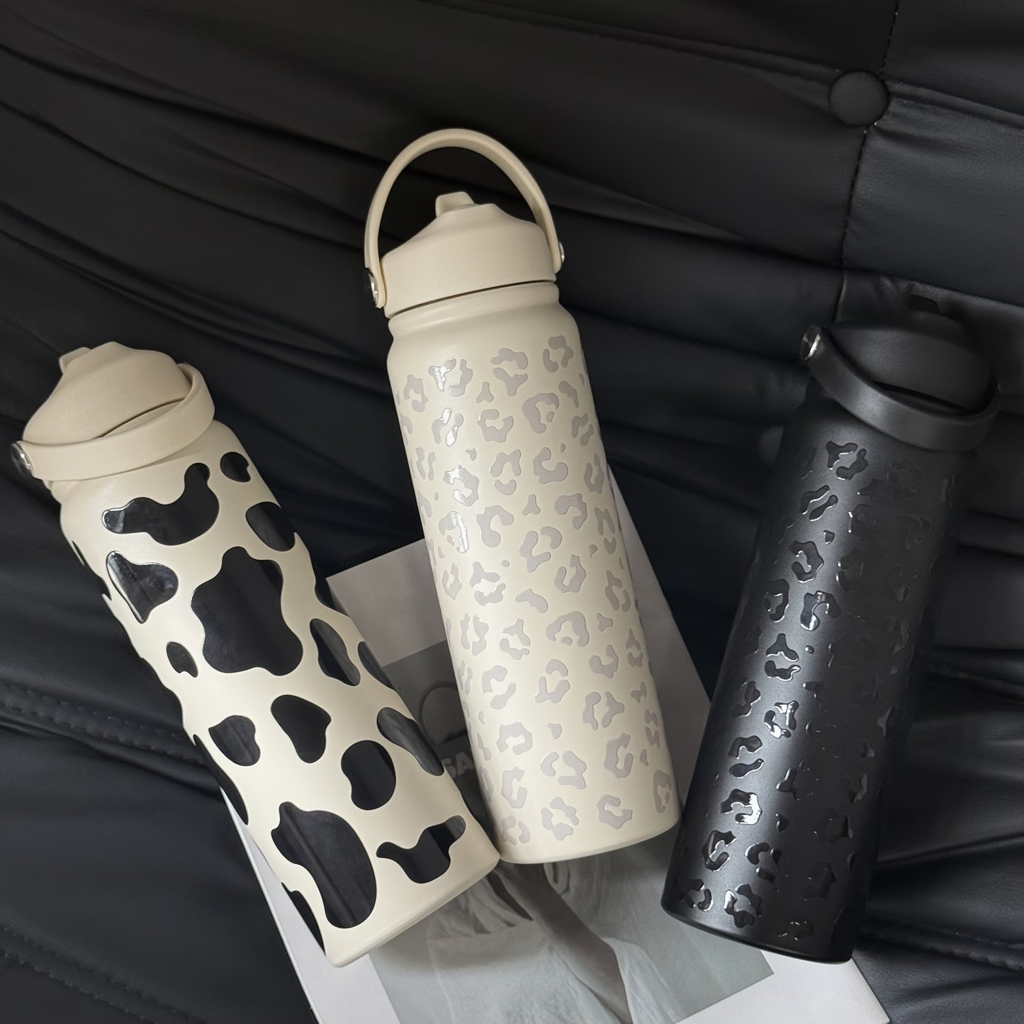 1pc Stylish Travel Flask 800ml Insulated Stainless Steel Travel Flask - 1pc Cow & Leopard Print, Durable & Reusable, Minimalist Design for Office, Outdoor Adventures, Hiking, Picnics, Parties | Perfect Gift for Family & Friends | Stylish & Durable