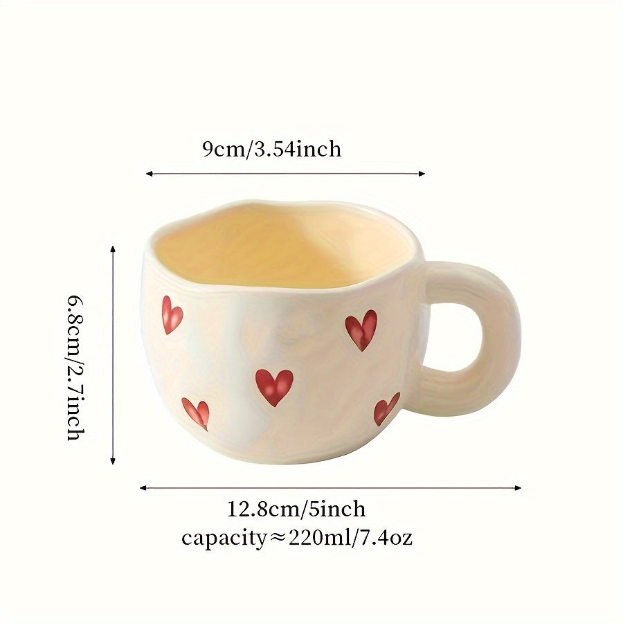 Xiaoquilismic 1pc Ceramic Heart Coffee Mug, 7.4Oz Sweetheart Tea & Milk Cup