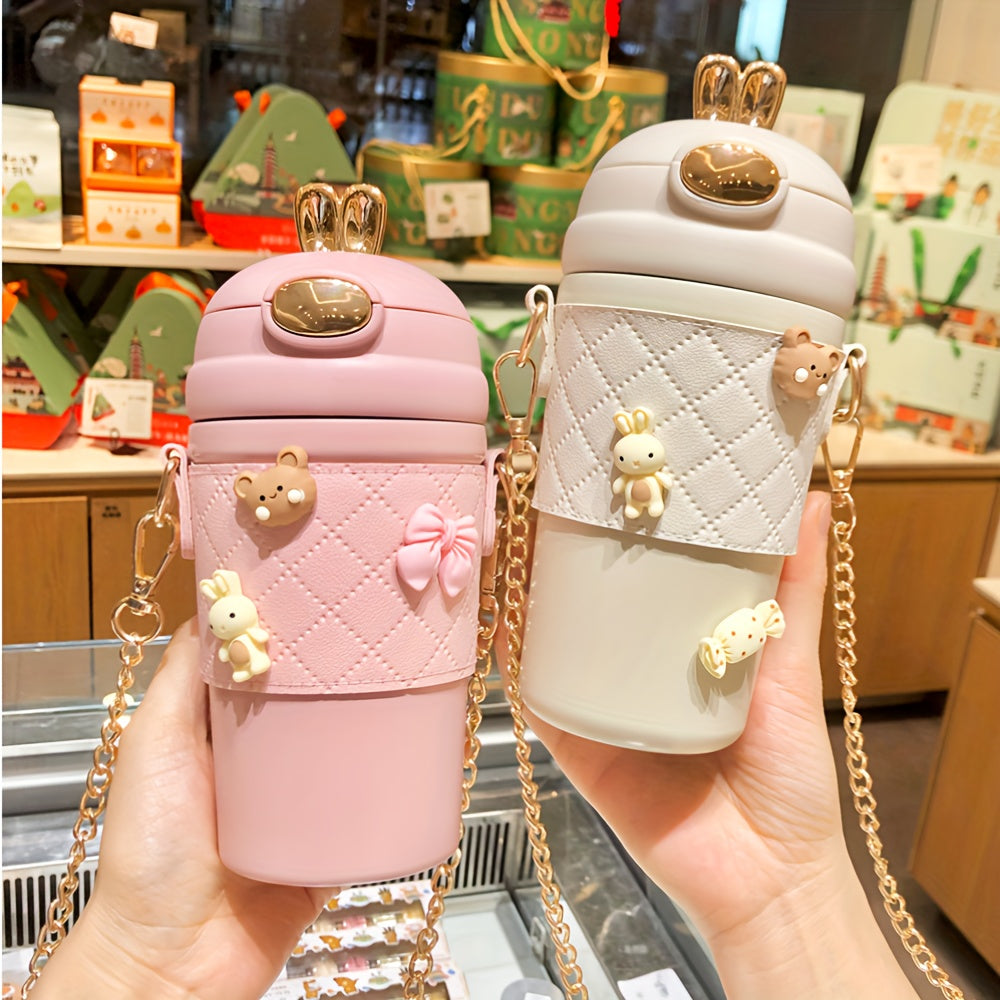 1pc, Cute Vacuum Flask, 304 Stainless Steel Insulated Water Bottles, Travel Thermal Cups, For Hot And Cold Beverages, Summer Winter Drinkware, Gifts, With Extra 4 3D Stickers