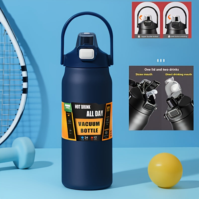 A double drink portable thermos flask 40.5\u002F54 ounces, suitable for outdoor cycling, hiking, office or home - durable.