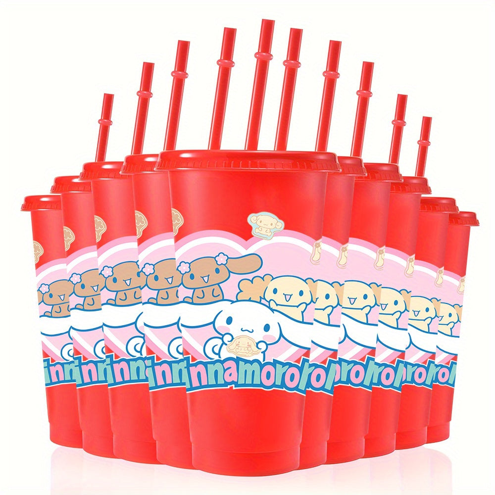 10pcs Reusable for cinnamoroll Plastic Cups, 24oz Iced Coffee Tea Slushie Cup with Lid and Straw