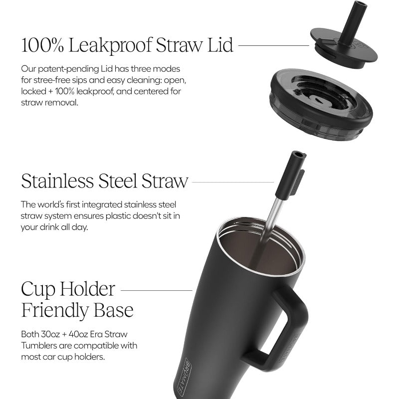 Era 30 oz Tumbler with Handle and Straw 100% Leakproof Insulated Tumbler with Lid and Straw Made of Stainless Steel Cup Holder Friendly Base 30oz Lavender