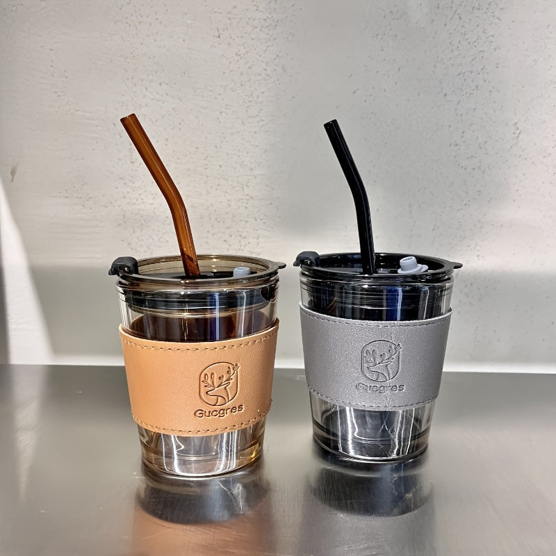 Ins Style Glass Cup with High Capacity and Straw, Perfect for Coffee and Milk Tea
