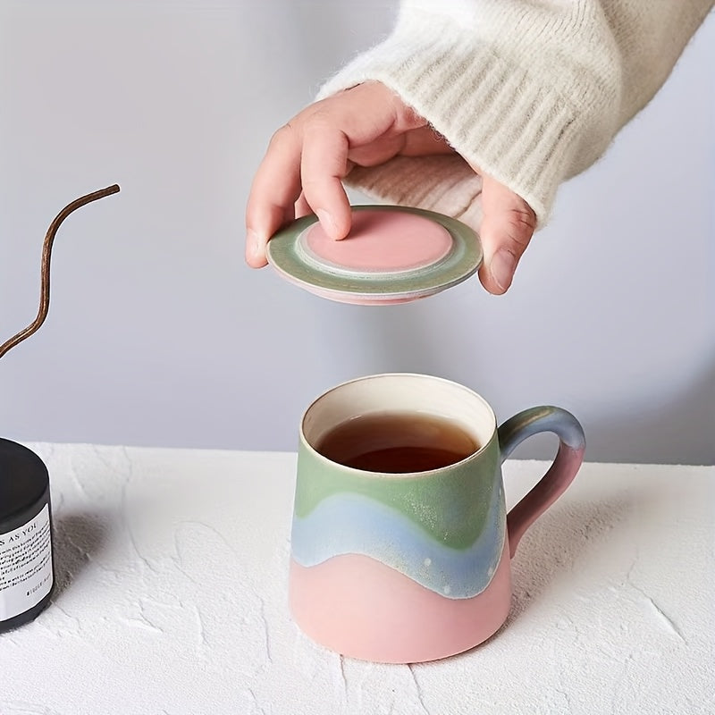 GERAMY Handmade Ceramic Coffee Mug - Reusable,, Machine Washable - Multipurpose Mountain Green Design - Ideal Gift for Office, Birthday, Valentine'S Day