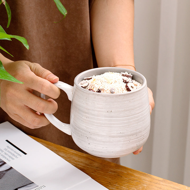 6pcs Hand-Painted Gray Ceramic Mug Sesame Dot Design Coffee Cup Milk Cup Water Cup Breakfast Oatmeal Cup, Holiday Gift 16.23oz\u002F380ml