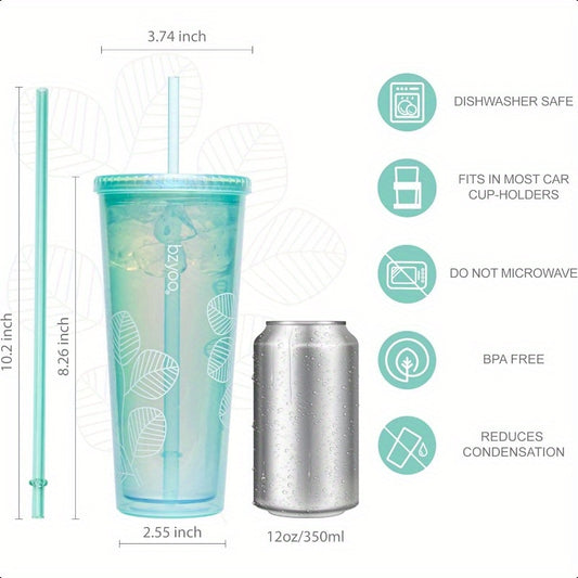 SIP 24oz 710ml Double Wall Plastic Tumbler with Lid and Straw Cold Drink Travel Mug Reusable Ice Coffee Tea Cup Perfect for Office Poolside Parties Gifts Color: Pearl Green
