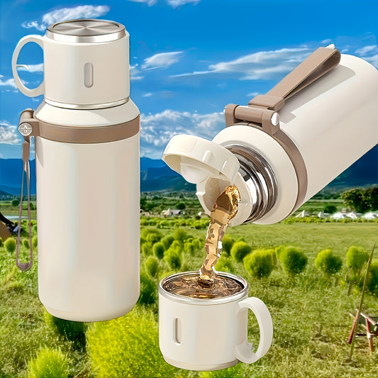 20.29oz Insulated Flask with Coffee Cup Lid & Handle - Ideal for Hot & Cold Beverages, Perfect for Outdoor Activities & Travel, Reusable, Hand-Wash Only, Travel Coffee Mug Insulated