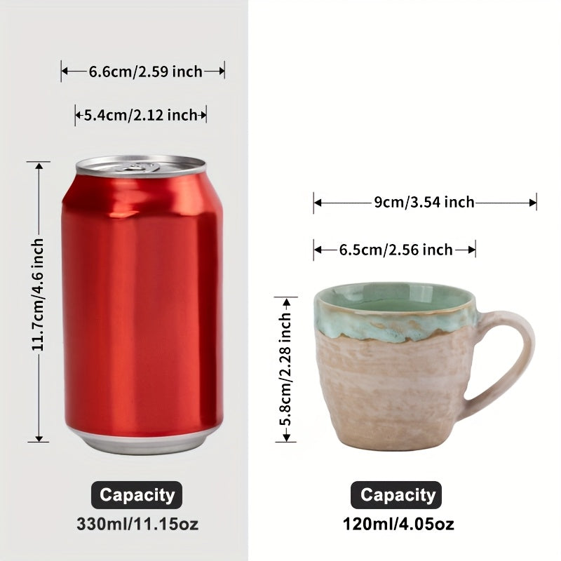 6pcs Small Capacity Ceramic Mug Set, Kiln-Fired Retro Craft Coffee and Tea Cups 4oz\u002F120ml