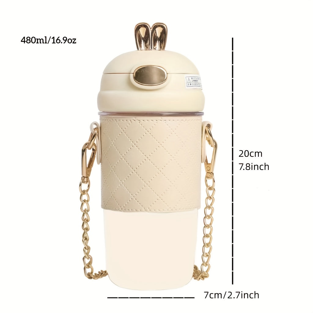 1pc, Cute Vacuum Flask, 304 Stainless Steel Insulated Water Bottles, Travel Thermal Cups, For Hot And Cold Beverages, Summer Winter Drinkware, Gifts, With Extra 4 3D Stickers