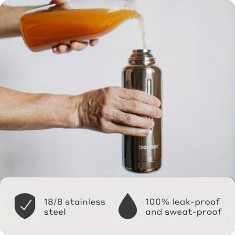 Set of 34 Oz And 16 Oz Classic Stainless Steel Vacuum Insulated Thermo Flasks with Cup Lid in a Glossy Finish