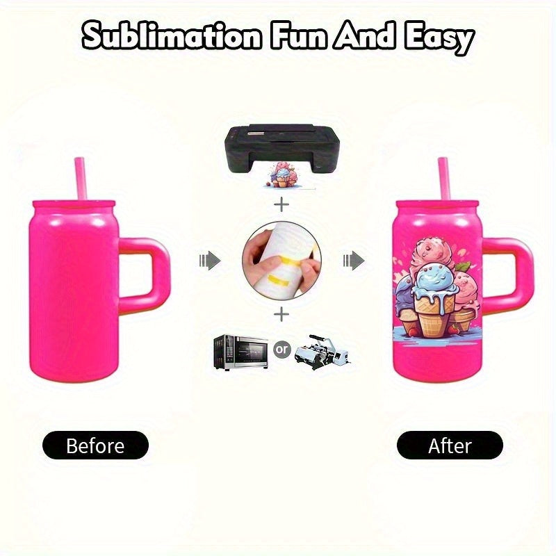 Halloween 25pcs USA Warehouse Wholesale Thermal Cup With Lid, Straw And Handle, 16oz Sublimable Stainless Steel Cup, Drink Cans, Iced Coffee Cup, Smoothie Cup, Unbreakable Vacuum Insulated Stainless Steel Rainbow Cup, Festive Gifts.