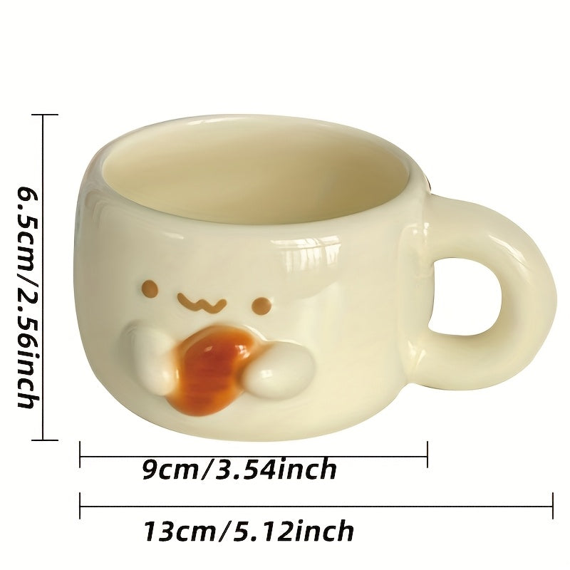 1pc 10.14oz Cute Cuddle Bread Ceramic Mug Office Coffee Cup Breakfast Milk Cup Student Personality Trendy Water Cup Suitable for Hot and Cold Drinks Couples BFF Friends Creative Gift Mother'S Day, Thanksgiving, Christmas, Birthday and Easter Ideal Gift