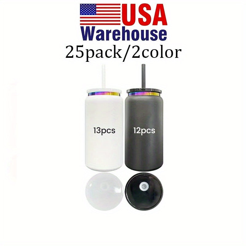 Halloween 25pcs Rainbow Plated Thermal Cup With Lid And Straw, 16oz Laser Engraving Stainless Steel Cup, Drink Cans, Iced Coffee Cup, Smoothie Cup, Vacuum Insulated Stainless Steel 16oz Rainbow Tumbler, Festive Gifts.(Matte Texture)