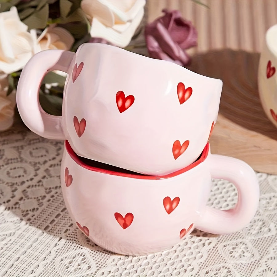 Xiaoquilismic 1pc Ceramic Heart Coffee Mug, 7.4Oz Sweetheart Tea & Milk Cup