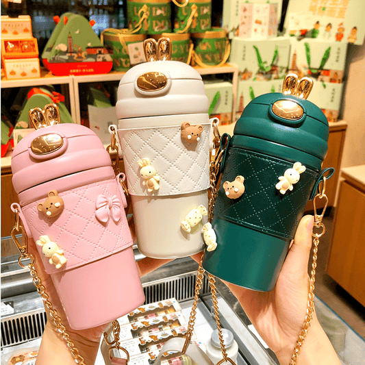 1pc, Cute Vacuum Flask, 304 Stainless Steel Insulated Water Bottles, Travel Thermal Cups, For Hot And Cold Beverages, Summer Winter Drinkware, Gifts, With Extra 4 3D Stickers