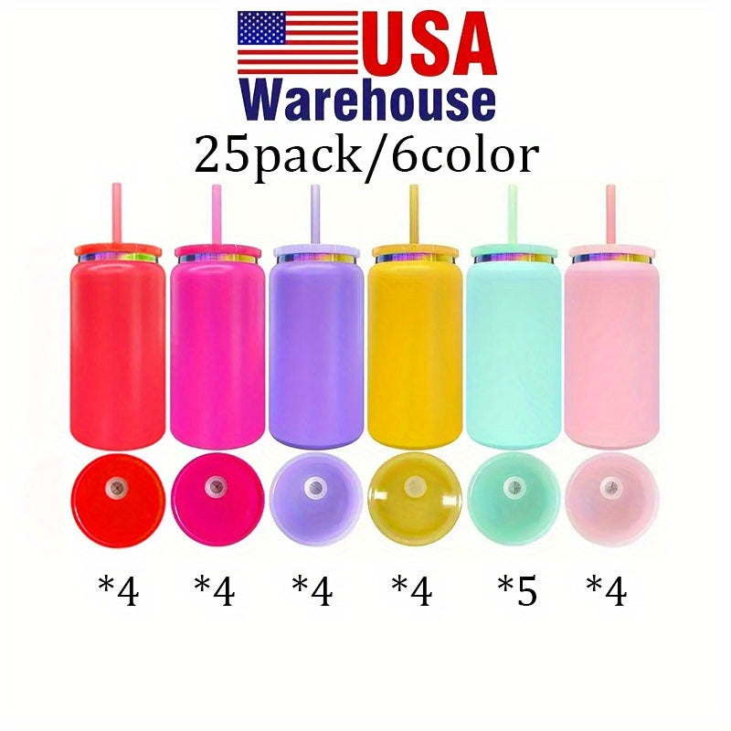Halloween 25pcs Rainbow Plated Thermal Cup With Lid And Straw, 16oz Laser Engraving Stainless Steel Cup, Drink Cans, Iced Coffee Cup, Smoothie Cup, Vacuum Insulated Stainless Steel 16oz Rainbow Tumbler, Festive Gifts.(Matte Texture)