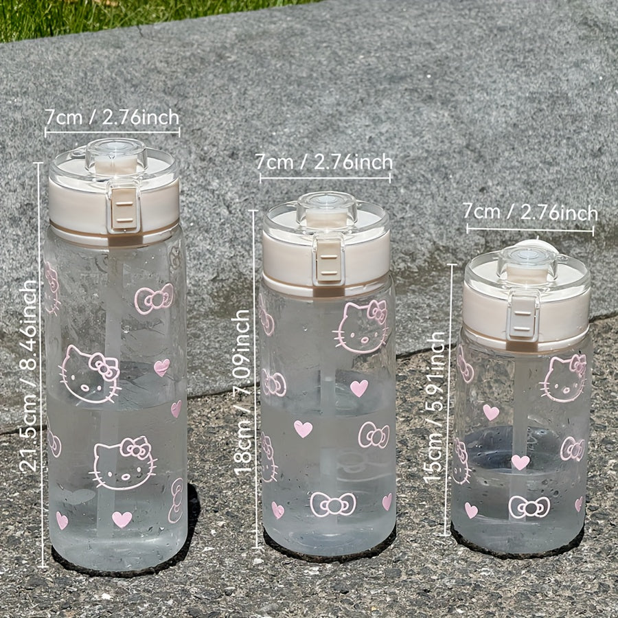 Hello Kitty Water Bottle Sanrio Hello Kitty Bow Print Plastic Water Bottle - 1pc