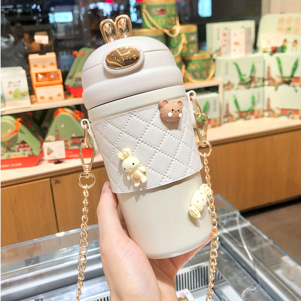 1pc, Cute Vacuum Flask, 304 Stainless Steel Insulated Water Bottles, Travel Thermal Cups, For Hot And Cold Beverages, Summer Winter Drinkware, Gifts, With Extra 4 3D Stickers