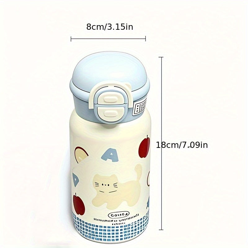 Vacuum Flask Cute Cartoon 316 Thermal Water Bottle Insulated Straw Cups Tumbler with Drinkware Blue Planet Apple Cat