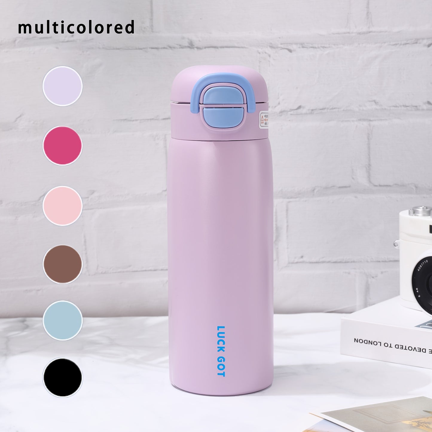 17oz (approx. 500ml) insulated flask Stainless steel hot coffee travel mug Double beverage lid with flip-top lid for hot and cold drinks