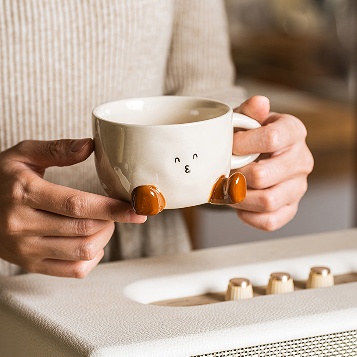 1pc DearDali Cute Sleeping Feet coffee mug with Beige Feet - Microwave Safe Ceramic Cup