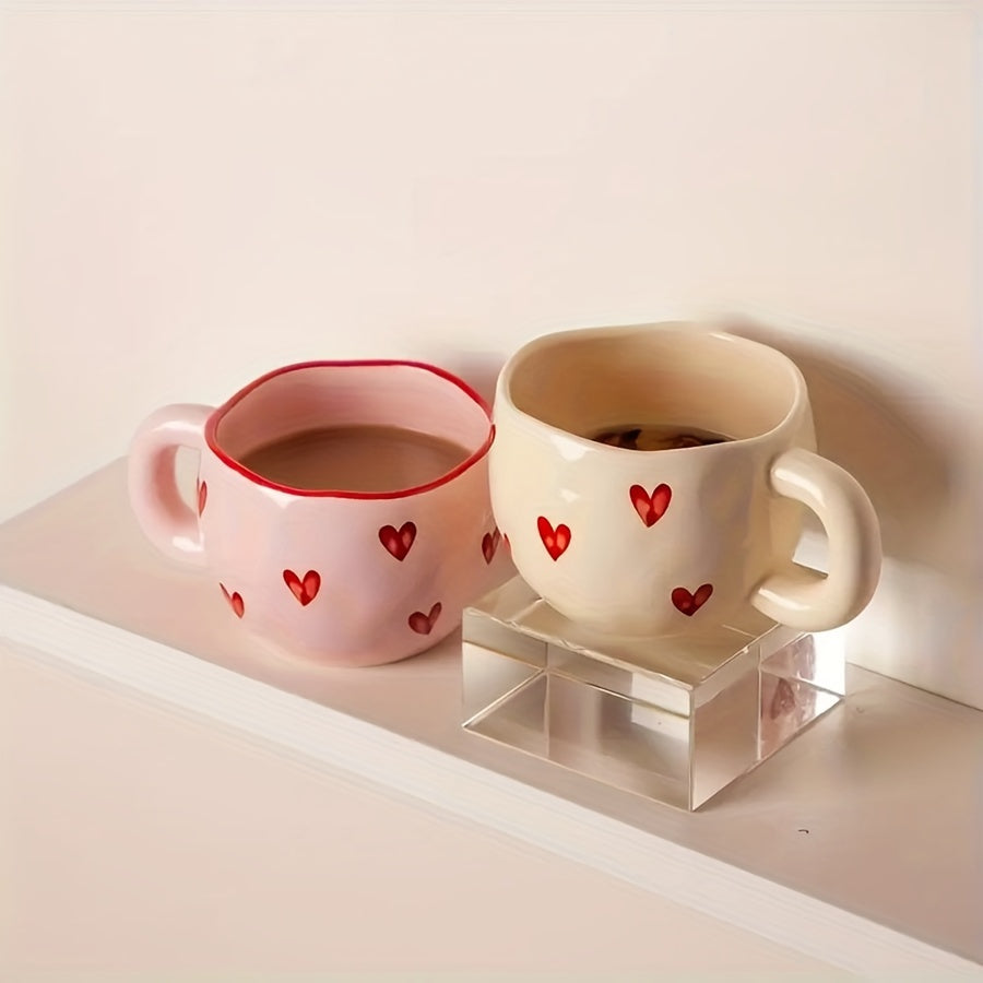 Xiaoquilismic 1pc Ceramic Heart Coffee Mug, 7.4Oz Sweetheart Tea & Milk Cup