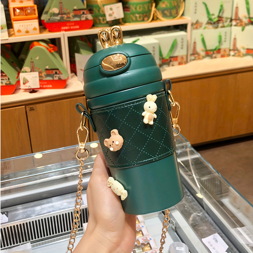 1pc, Cute Vacuum Flask, 304 Stainless Steel Insulated Water Bottles, Travel Thermal Cups, For Hot And Cold Beverages, Summer Winter Drinkware, Gifts, With Extra 4 3D Stickers