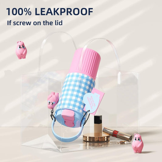 24 OZ Leak Proof Stainless Steel Tumbler with Straw Insulated Portyable Water Bottle with Lid and Straw Fits in Cup Holder Resuable Travel Coffee Mug for Women Blue and Pink