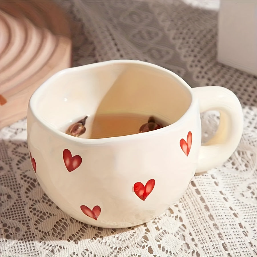 Xiaoquilismic 1pc Ceramic Heart Coffee Mug, 7.4Oz Sweetheart Tea & Milk Cup
