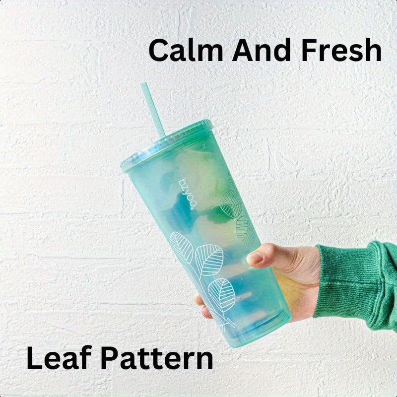 SIP 24oz 710ml Double Wall Plastic Tumbler with Lid and Straw Cold Drink Travel Mug Reusable Ice Coffee Tea Cup Perfect for Office Poolside Parties Gifts Color: Pearl Green