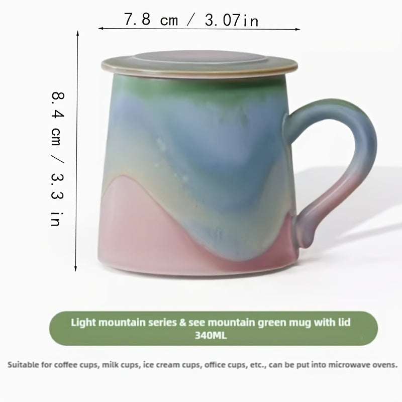 GERAMY Handmade Ceramic Coffee Mug - Reusable,, Machine Washable - Multipurpose Mountain Green Design - Ideal Gift for Office, Birthday, Valentine'S Day