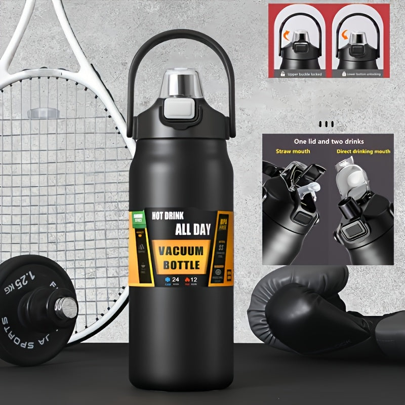 A double drink portable thermos flask 40.5\u002F54 ounces, suitable for outdoor cycling, hiking, office or home - durable.