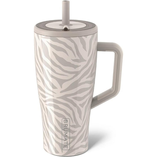 Era 30 oz Tumbler with Handle and Straw 100% Leakproof Insulated Tumbler with Lid and Straw Made of Stainless Steel Cup Holder Friendly Base 30oz Zebra