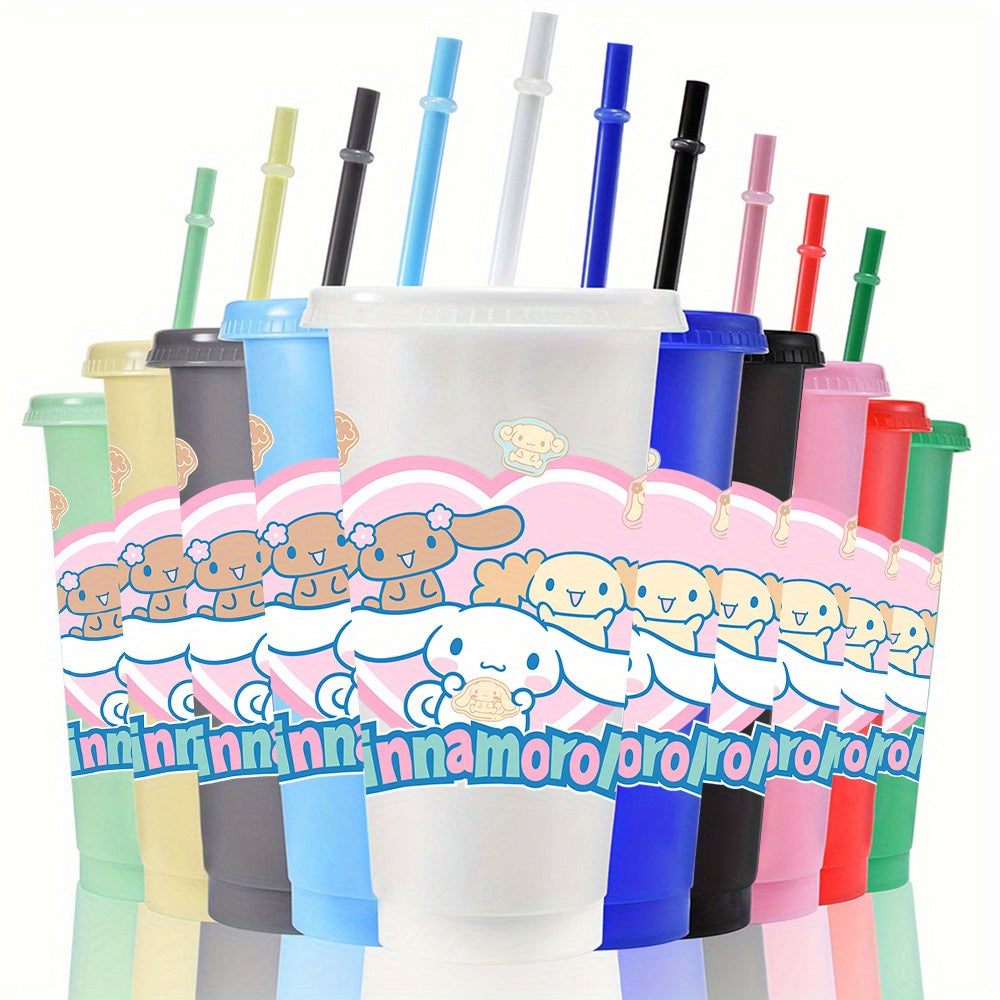 10pcs Reusable for cinnamoroll Plastic Cups, 24oz Iced Coffee Tea Slushie Cup with Lid and Straw