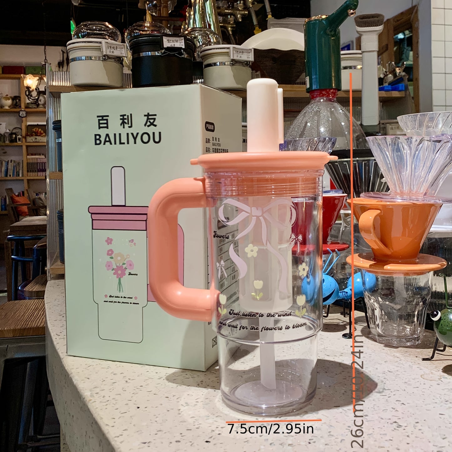 1000ml Large-Capacity Stylish Water Bottle with Straw, Portable Tea Separation Brewing Cup