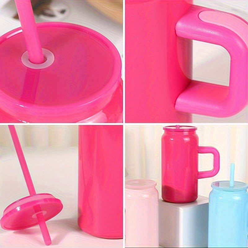 Halloween 25pcs USA Warehouse Wholesale Thermal Cup With Lid, Straw And Handle, 16oz Sublimable Stainless Steel Cup, Drink Cans, Iced Coffee Cup, Smoothie Cup, Unbreakable Vacuum Insulated Stainless Steel Rainbow Cup, Festive Gifts.