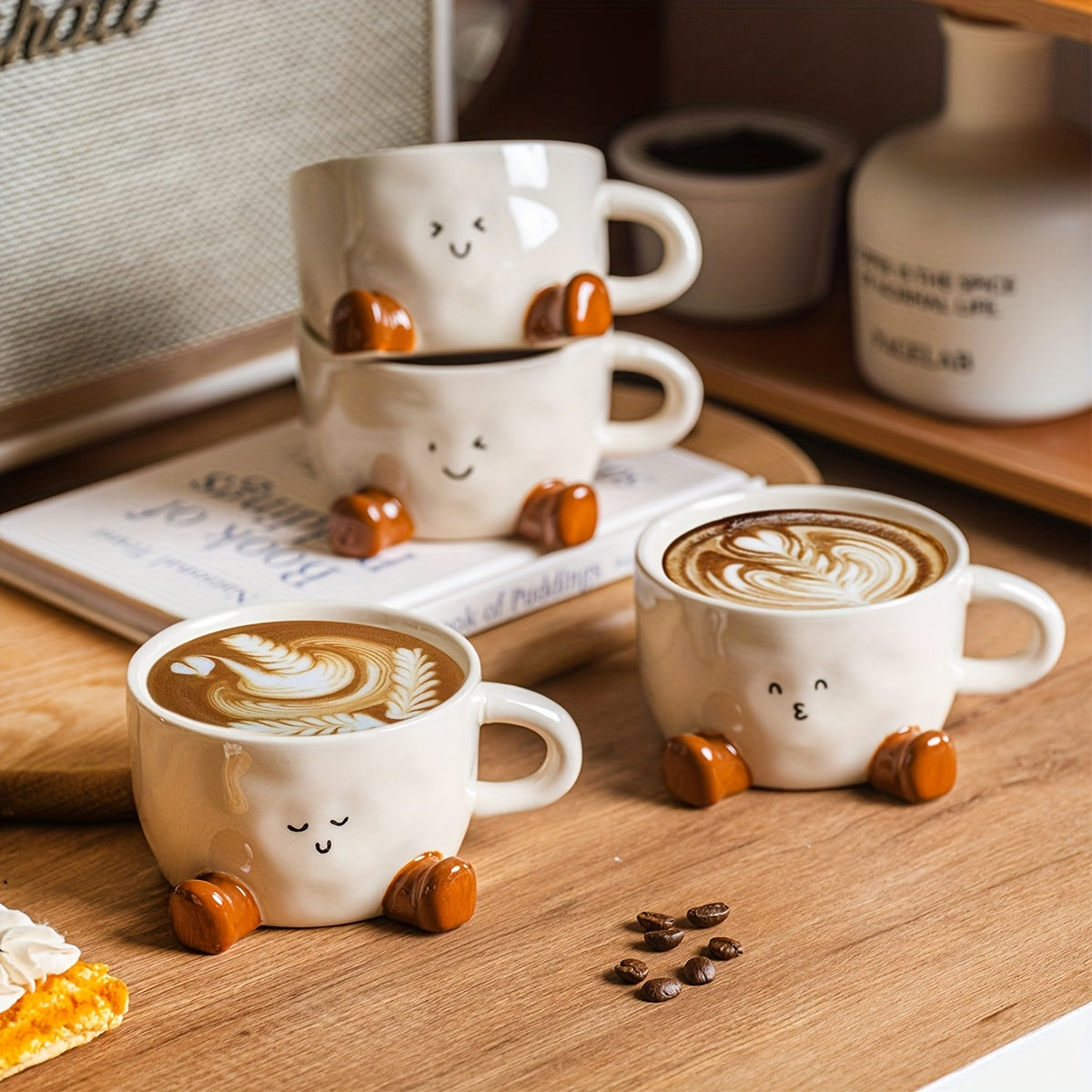 1pc DearDali Cute Sleeping Feet coffee mug with Beige Feet - Microwave Safe Ceramic Cup