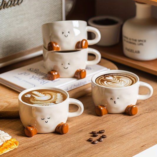 1pc DearDali Cute Sleeping Feet coffee mug with Beige Feet - Microwave Safe Ceramic Cup